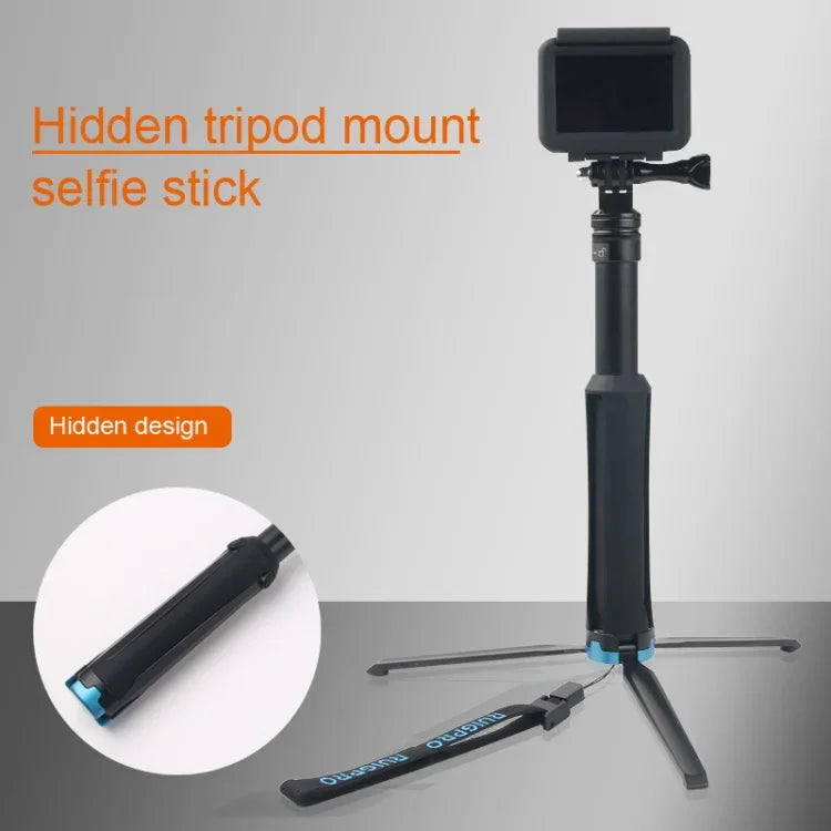 便攜摺疊三腳架自拍獨腳架，適用GoPro、Insta360、DJI及其他運動相機，長度：23.5-81cm，RUIGPRO