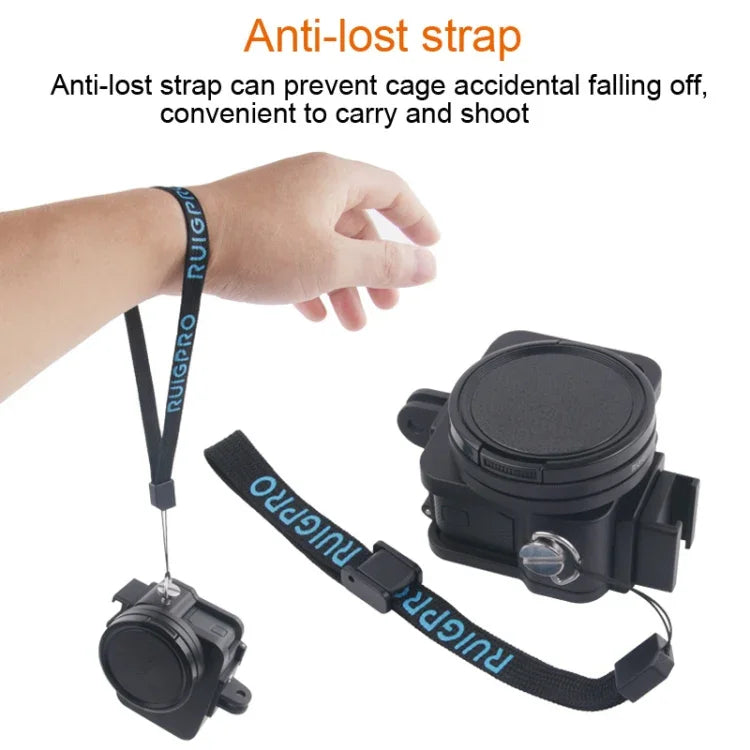 GoPro HERO7 Black /6 /5 專用 CNC 鋁合金保護殼，附保險框架及 52mm UV 鏡片，52mm UV 黑色