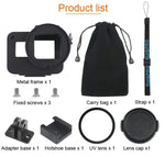 GoPro HERO7 Black /6 /5 專用 CNC 鋁合金保護殼，附保險框架及 52mm UV 鏡片，52mm UV 黑色