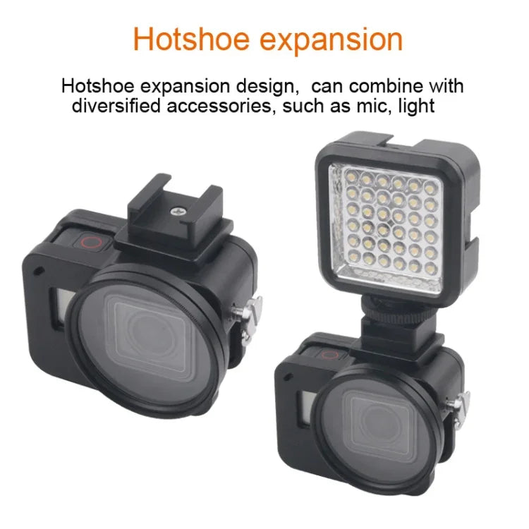 GoPro HERO7 Black /6 /5 專用 CNC 鋁合金保護殼，附保險框架及 52mm UV 鏡片，52mm UV 黑色