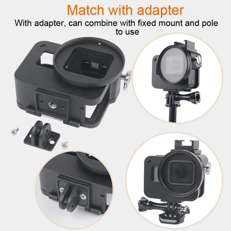 GoPro HERO7 Black /6 /5 專用 CNC 鋁合金保護殼，附保險框架及 52mm UV 鏡片，52mm UV 黑色