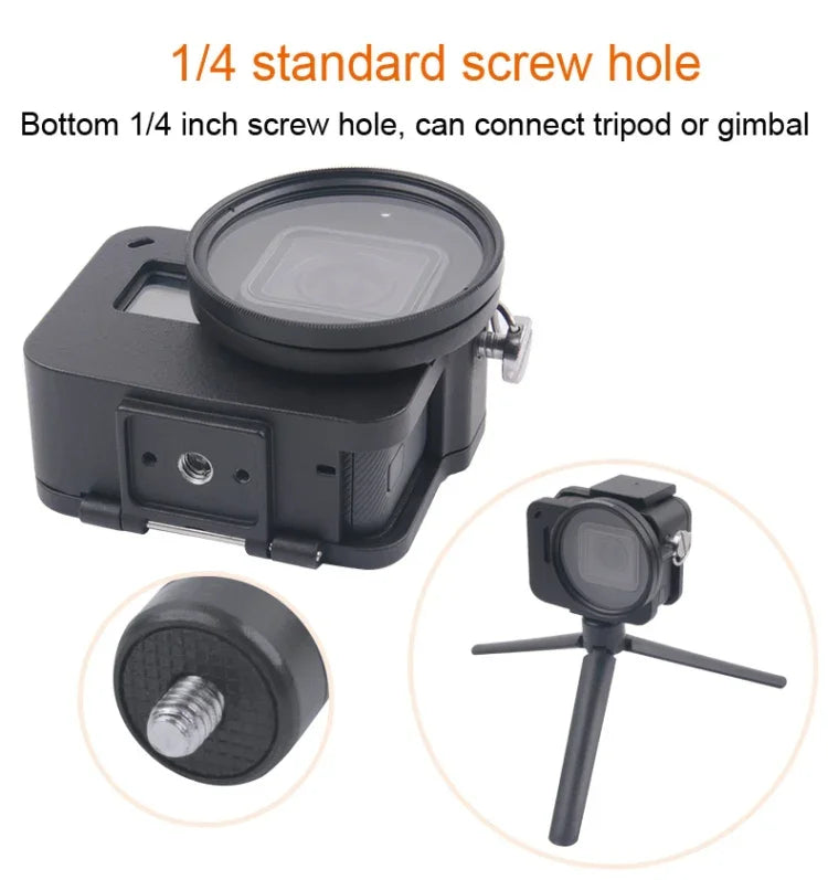 GoPro HERO7 Black /6 /5 專用 CNC 鋁合金保護殼，附保險框架及 52mm UV 鏡片，52mm UV 黑色