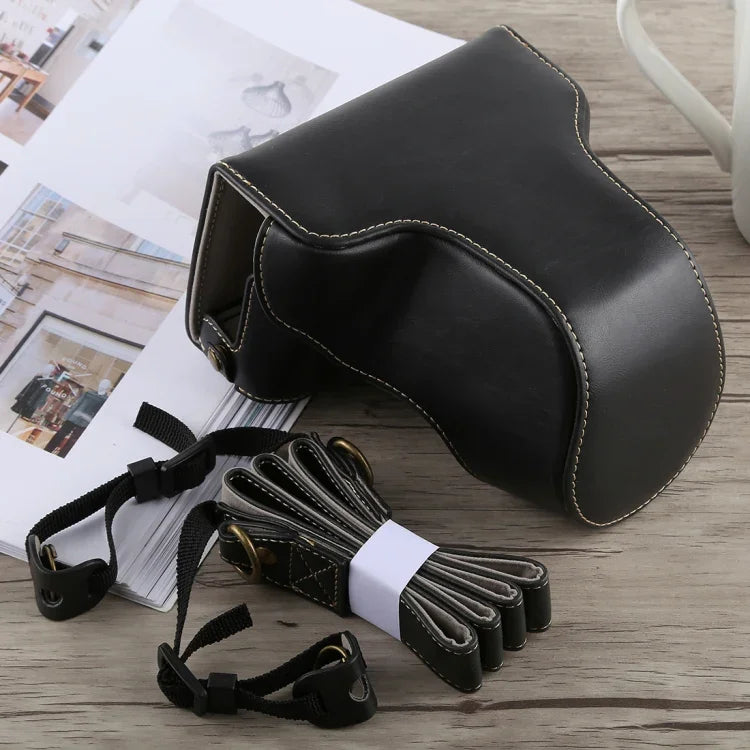 富士 X-A5 專用全身相機 PU 皮革保護套附背帶，適用於 FUJI X-A5