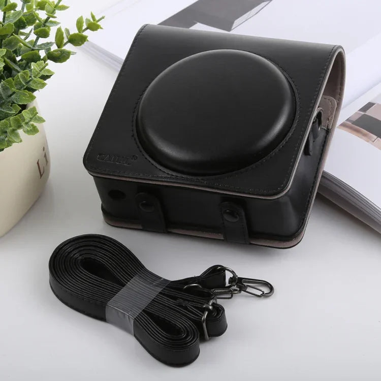 復古風格全身相機 PU 皮革保護套附背帶，適用於富士 instax SQUARE SQ6，適用於 FUJI SQ6