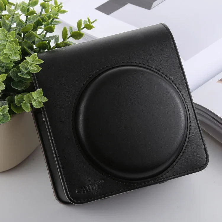 復古風格全身相機 PU 皮革保護套附背帶，適用於富士 instax SQUARE SQ6，適用於 FUJI SQ6