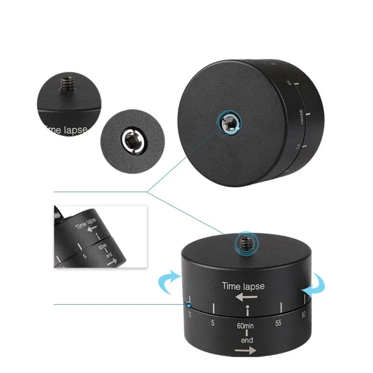 360 度自動旋轉 60 分鐘縮時穩定三腳架雲台轉接器，適用於 GoPro，60 分鐘