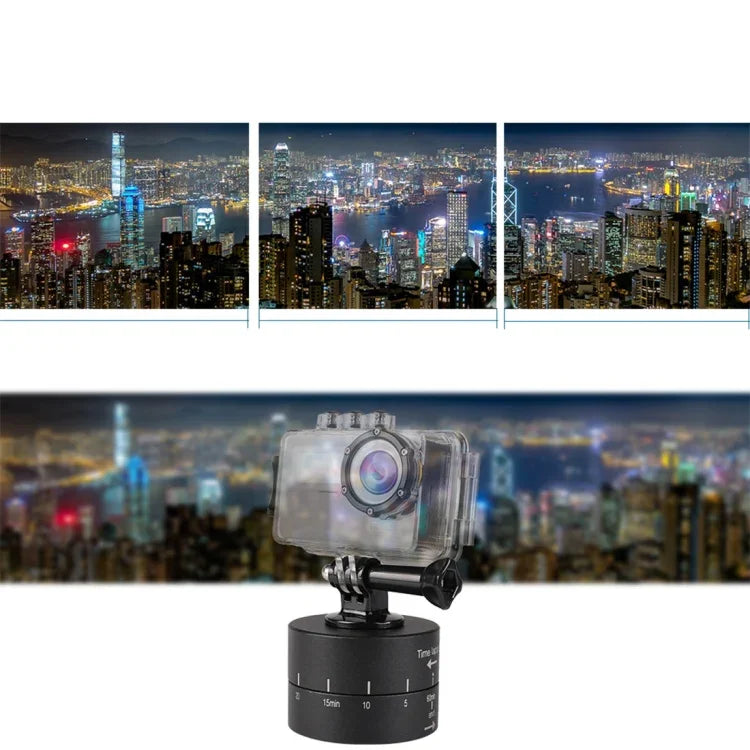 360 度自動旋轉 60 分鐘縮時穩定三腳架雲台轉接器，適用於 GoPro，60 分鐘