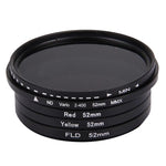 JUNESTAR 4合1 專業 52mm 鏡頭濾鏡（ND2-400 + 紅色 + 黃色 + FLD / 紫色），適用 GoPro HERO5 / 4s / 4 / 3+ / 3 / 2 及小米小蟻 Yi I / II 4K 和 SJCAM 運動相機，4合1 52mm 鏡頭