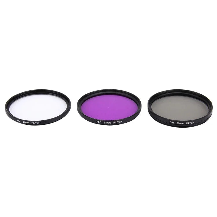 JUNESTAR 3 合 1 專業 58mm 鏡頭濾鏡(CPL + UV + FLD / 紫色) 適用於 GoPro 及小米小蟻運動相機，3 合 1