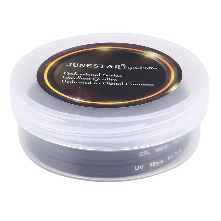 JUNESTAR 3 合 1 專業 58mm 鏡頭濾鏡(CPL + UV + FLD / 紫色) 適用於 GoPro 及小米小蟻運動相機，3 合 1