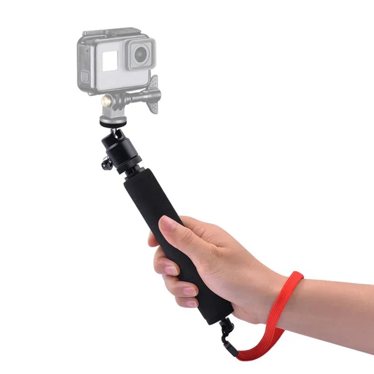 通用 360 度自拍棒，帶紅繩，適用於 GoPro、手機、帶 1/4 螺紋孔的便攜相機，長度：210mm-525mm，長度：21-52cm