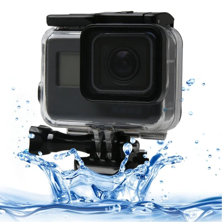 適用於 GoPro HERO6 /5 Black 60米水下防水殼，帶觸控背門及濾鏡 / 卡扣基本支架及螺絲，無需拆卸鏡頭，60米防水