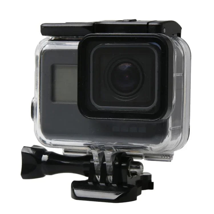 適用於 GoPro HERO6 /5 Black 60米水下防水殼，帶觸控背門及濾鏡 / 卡扣基本支架及螺絲，無需拆卸鏡頭，60米防水