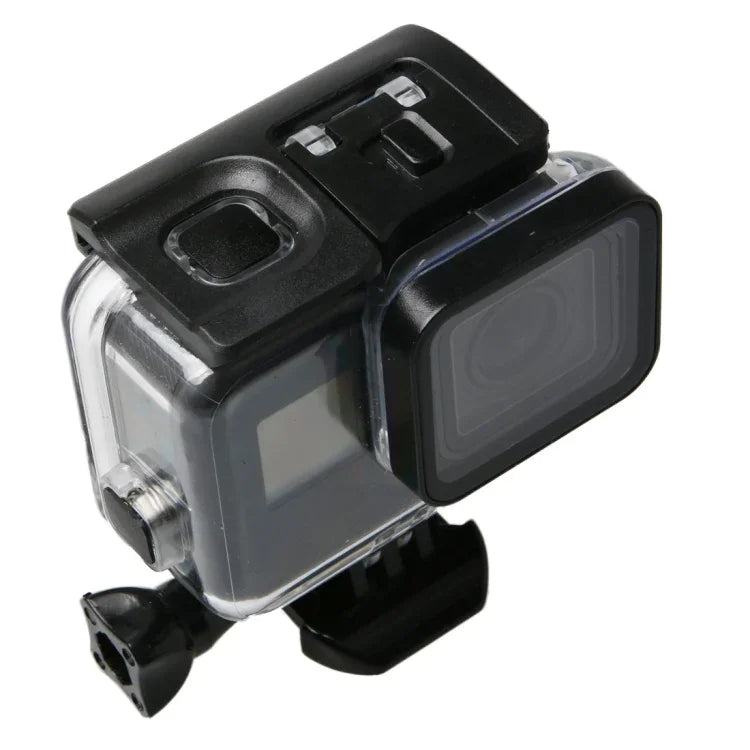 適用於 GoPro HERO6 /5 Black 60米水下防水殼，帶觸控背門及濾鏡 / 卡扣基本支架及螺絲，無需拆卸鏡頭，60米防水
