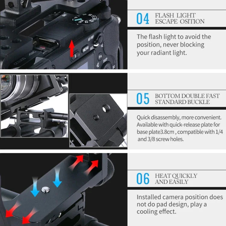YELANGU C6 Sony A6000 / A6300 / A6500 / A6400 專用相機錄影籠穩定器，穩定器