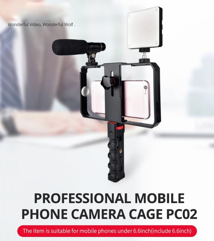 YLG0901B Vlogging 直播智慧型手機塑膠框架攝影錄影手持穩定器支架，適用 iPhone、Galaxy、華為、小米、HTC、LG、Google 及其他智慧型手機，YLG0901B