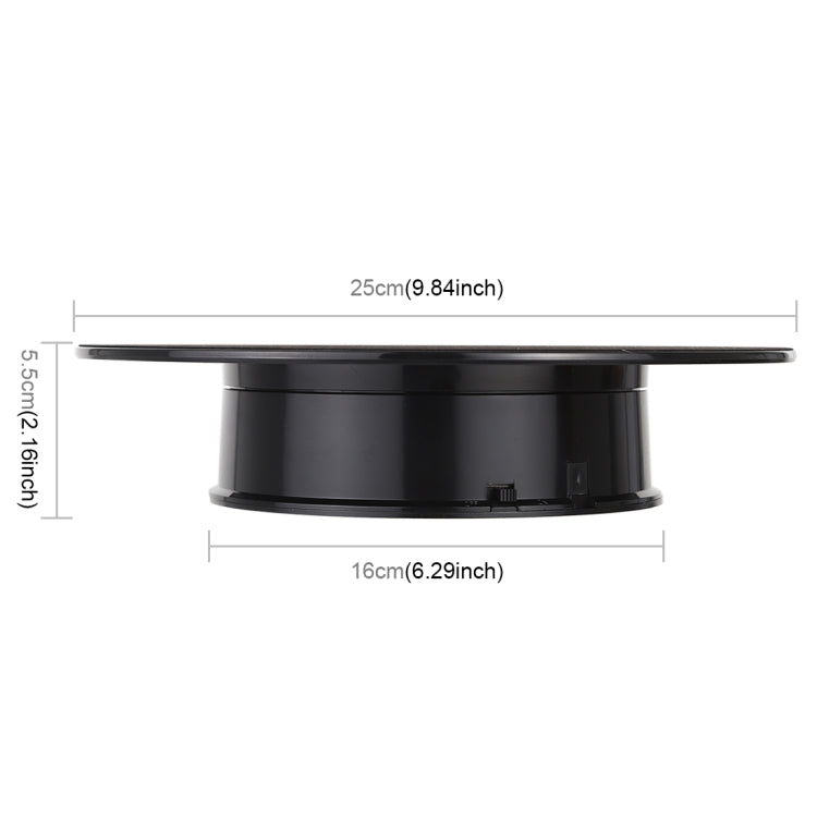 25cm 360 度電動旋轉展示台攝影錄影道具旋轉台，承重 3kg，電池供電，25cm/電池供電(B)、25cm/電池供電(BW)、25cm/電池供電(W)