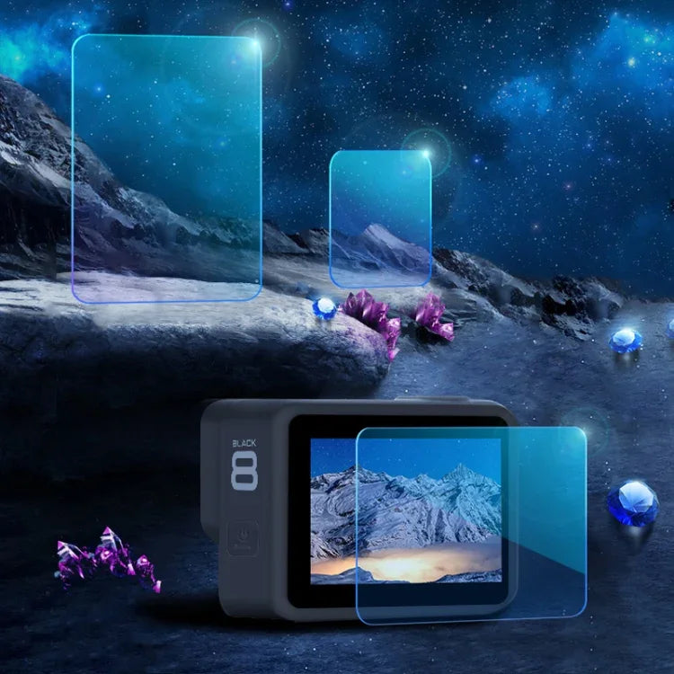 適用於 GoPro HERO8 Black 鏡頭 + LCD 顯示鋼化玻璃膜，適用於 GoPro HERO8 Black