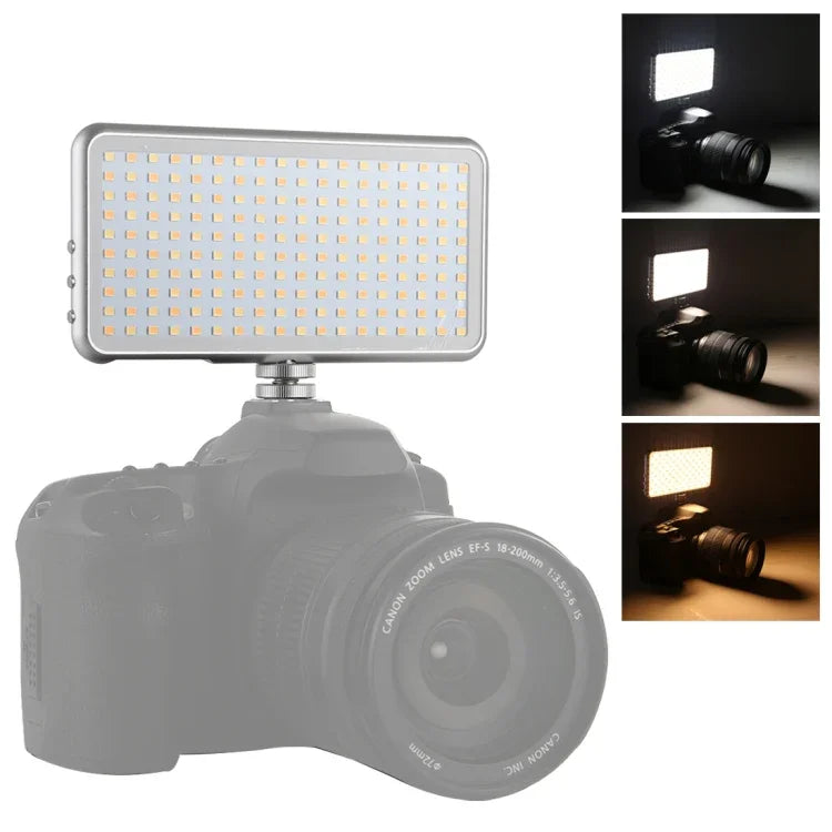 LED011S 口袋型 180 顆 LED 專業 Vlogging 攝影錄影及攝影棚燈，配備 OLED 顯示屏及冷靴轉接座，適用 Canon / Nikon DSLR 相機，180 顆 LED