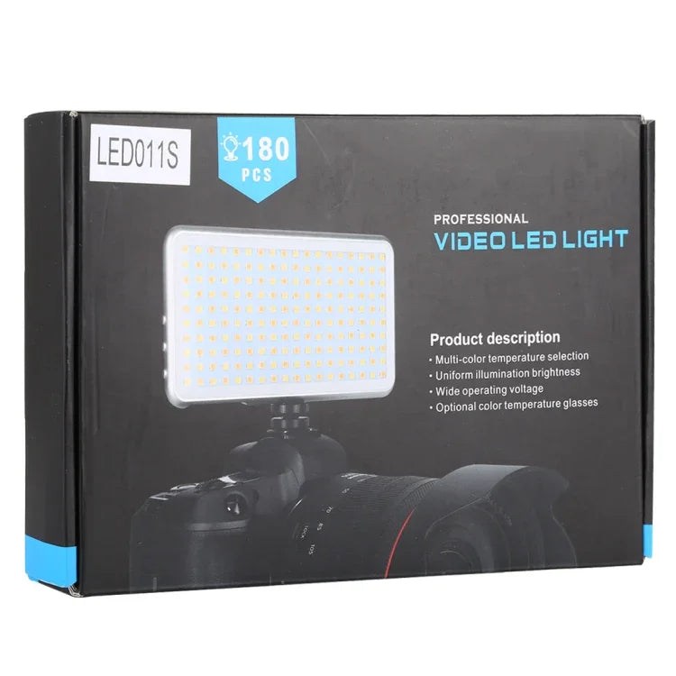 LED011S 口袋型 180 顆 LED 專業 Vlogging 攝影錄影及攝影棚燈，配備 OLED 顯示屏及冷靴轉接座，適用 Canon / Nikon DSLR 相機，180 顆 LED