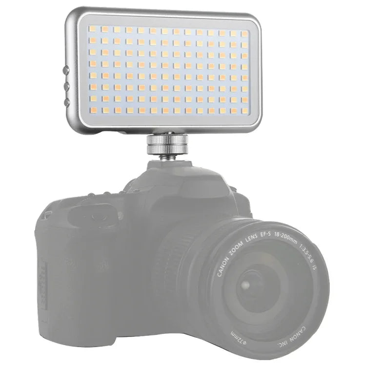 LED-013 口袋型 112 顆 LED 專業 Vlogging 攝影錄影及攝影棚燈，配備 OLED 顯示屏及冷靴轉接座，適用 Canon / Nikon DSLR 相機，112 顆 LED