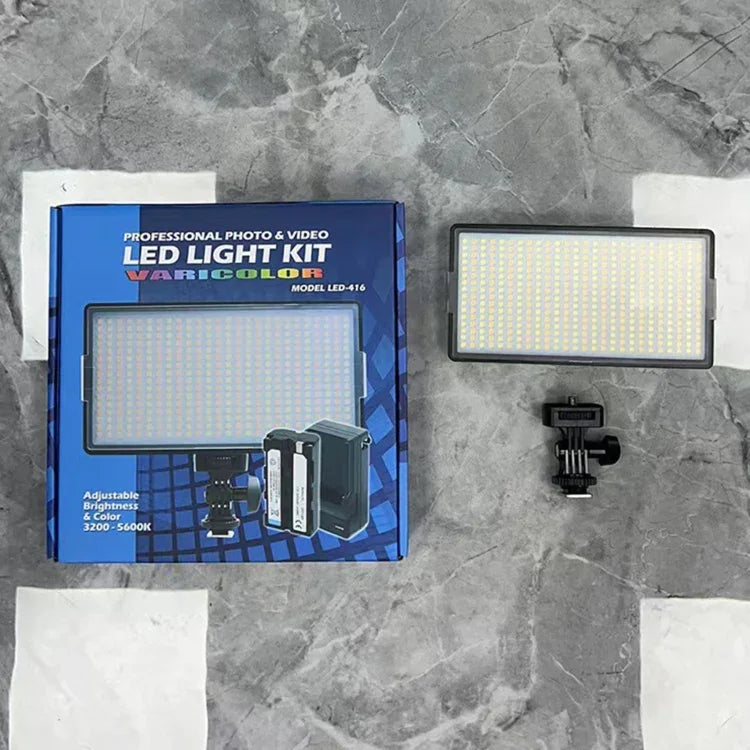 LED01 416 顆 LED 3600 流明專業 Vlogging 攝影錄影及攝影棚燈，適用 Canon / Nikon DSLR 相機，416 顆 LED