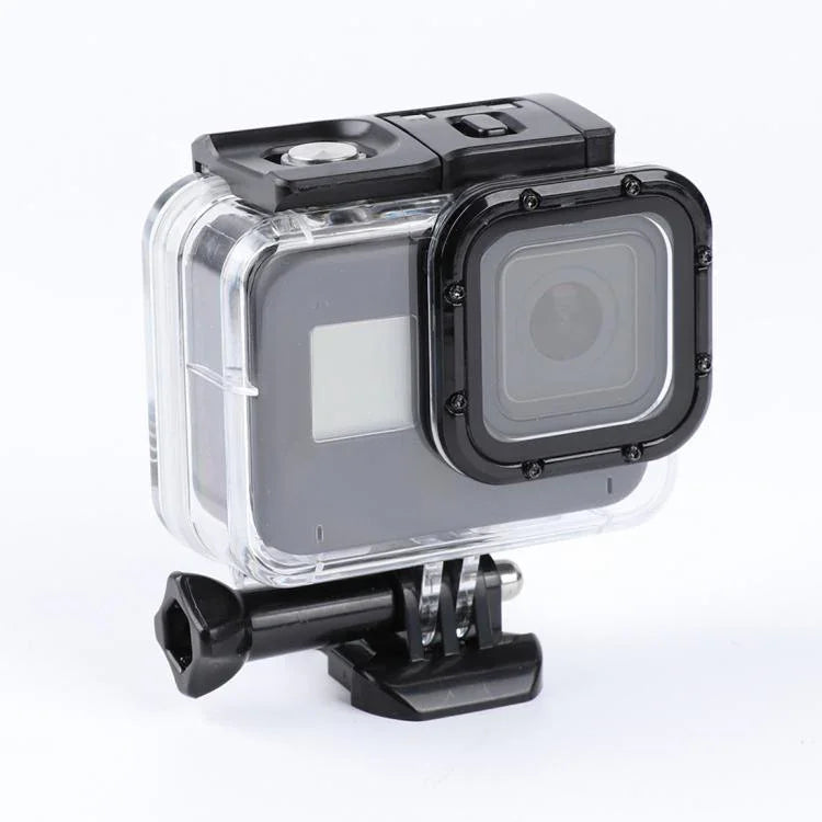 適用於 GoPro HERO8 Black 45米防水保護殼，附扣環基本支架與螺絲，適用於 GoPro HERO8 Black