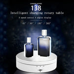 13.8cm USB Charging Smart 360 Degree Rotating Turntable Display Stand Video Shooting Props Turntable for Photography, Load 3kg