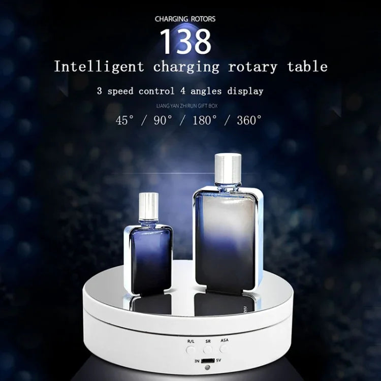 13.8cm 鏡面風格 USB 充電智慧型 360 度旋轉轉盤展示架 影片拍攝道具 旋轉盤，承重 3kg，13.8cm 鏡面／USB 供電(W)