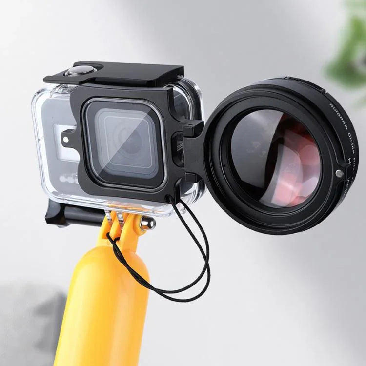 RUIGPRO 適用於 GoPro HERO8 專業 58mm 16X 微距鏡頭潛水殼濾鏡 + 潛水殼防水盒，附濾鏡轉接環與鏡頭蓋