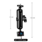 9公分連接桿 20mm 球頭摩托車後視鏡固定支架，附三腳架轉接器及螺絲，適用 GoPro、Insta360、DJI 及其他運動相機，9公分連接桿支架