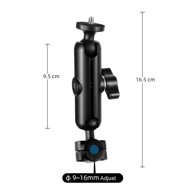 9公分連接桿 20mm 球頭摩托車後視鏡固定支架，附三腳架轉接器及螺絲，適用 GoPro、Insta360、DJI 及其他運動相機，9公分連接桿支架