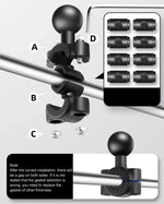 25mm 球頭摩托車後視鏡固定支架，附 4 種款式墊片，適用 GoPro、Insta360、DJI 及其他運動相機，25mm 球頭附 4 種款式墊片