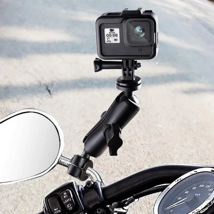 1/4 吋螺絲 25mm 球頭摩托車固定支架，附三腳架轉接器與螺絲，適用 GoPro、Insta360、DJI 及其他運動相機，1/4 吋螺絲 25mm 球頭