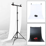 70x200cm T 型攝影棚背景支架支撐架橫桿套件，附 70x140cm 黑色 / 白色 PVC 背景布，70x200cm 含背景布
