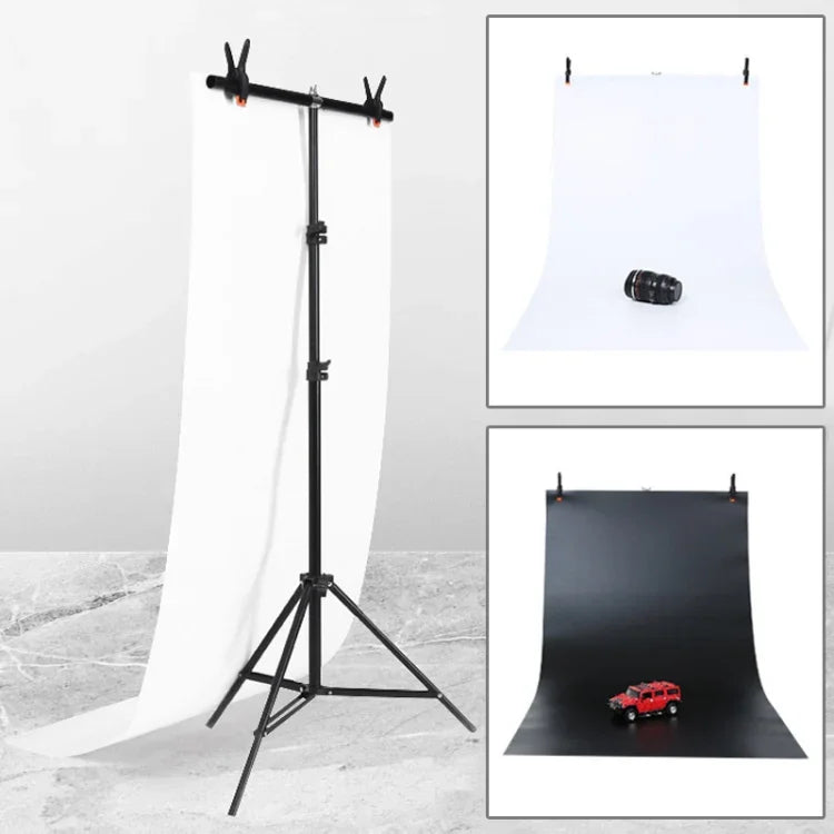 70x200cm T 型攝影棚背景支架支撐架橫桿套件，附 70x140cm 黑色 / 白色 PVC 背景布，70x200cm 含背景布
