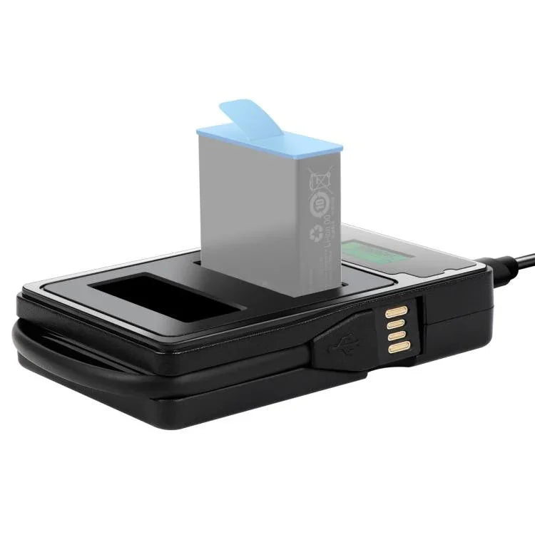 LCD 螢幕雙電池充電器，顯示充電容量，適用 GoPro HERO9 Black / HERO10 Black，顯示充電容量