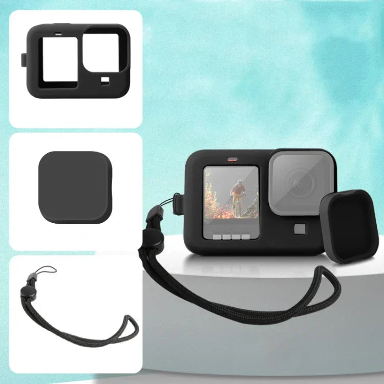 GoPro HERO10 Black / HERO9 Black 矽膠保護套，附手腕帶與鏡頭蓋，適用 GoPro HERO10 Black