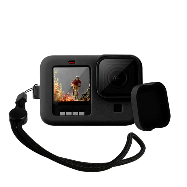 GoPro HERO10 Black / HERO9 Black 矽膠保護套，附手腕帶與鏡頭蓋，適用 GoPro HERO10 Black