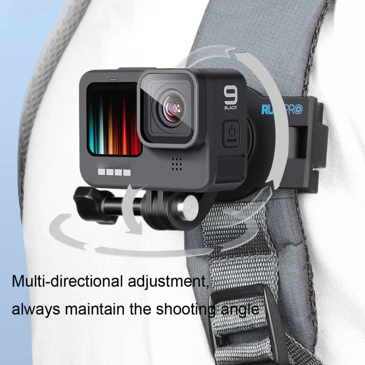 RUIGPRO 360度旋轉快拆背帶安裝肩背包安裝座，適用於GoPro、Insta360、DJI及其他運動相機