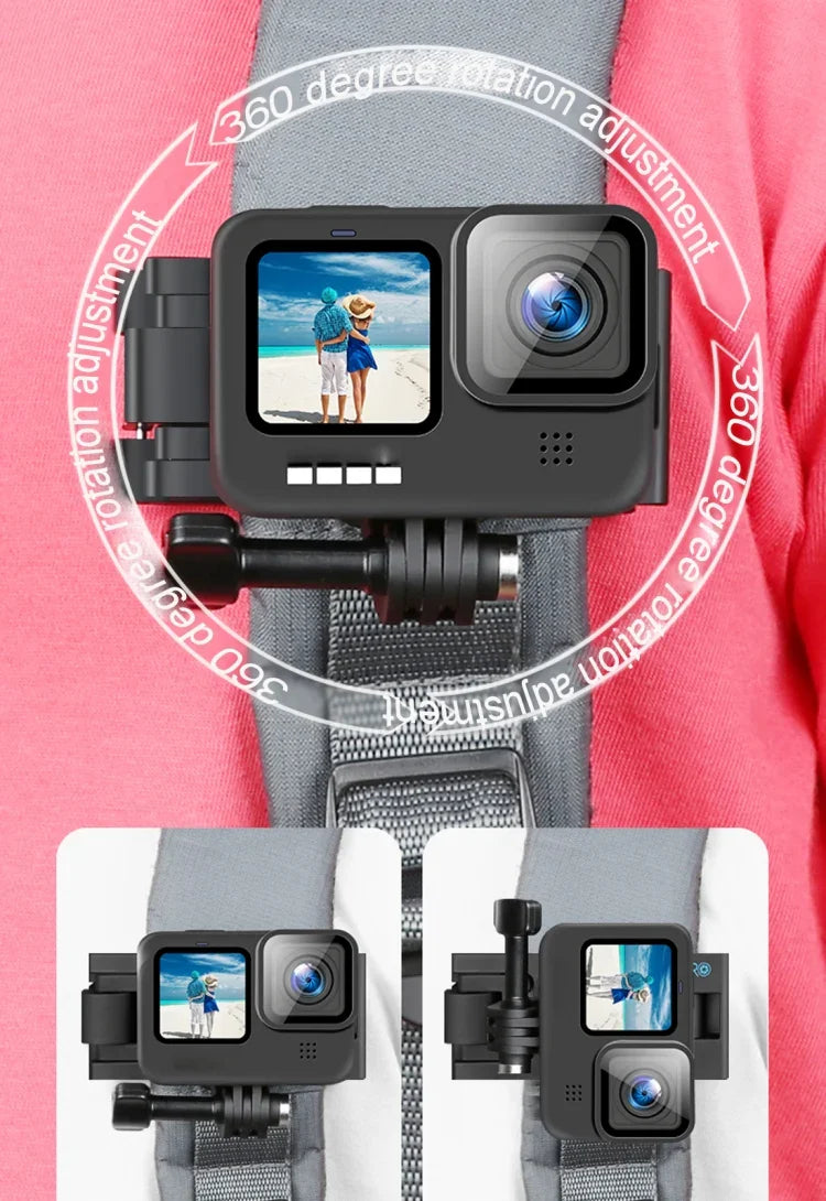 RUIGPRO 360度旋轉快拆背帶安裝肩背包安裝座，適用於GoPro、Insta360、DJI及其他運動相機