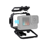 適用於GoPro HERO10 Black / HERO9 Black的塑膠框架保護殼，含底座扣和長螺絲，塑膠框架