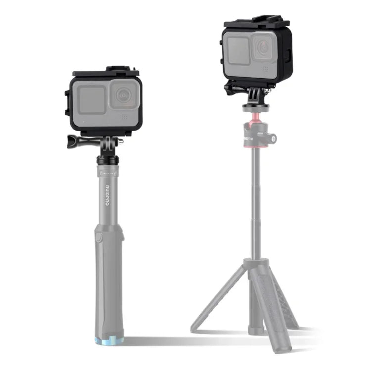 適用於GoPro HERO10 Black / HERO9 Black的塑膠框架保護殼，含底座扣和長螺絲，塑膠框架