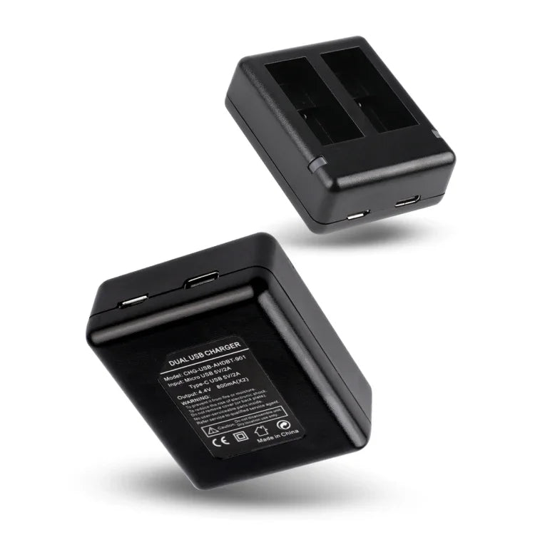 帶線和指示燈的USB雙電池充電器，適用於GoPro HERO9 Black / HERO10 Black / HERO11 Black / HERO12 Black，適用於GoPro HERO9 Black