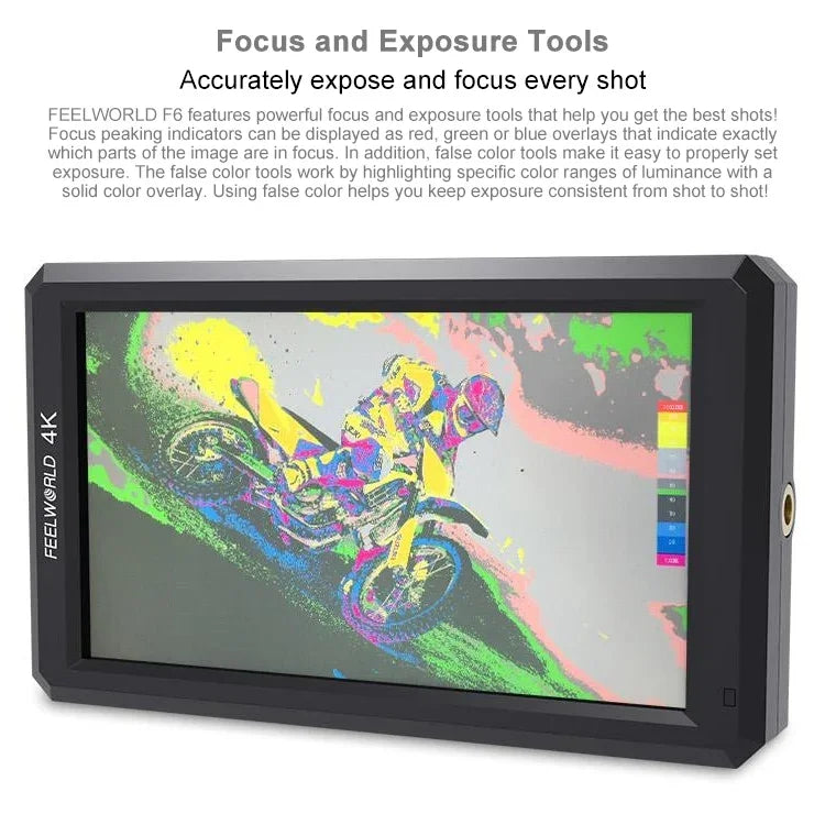 FEELWORLD F6 1920x1080 5.5 吋 IPS 螢幕 HDMI 4K 攝影機現場監視器，F6