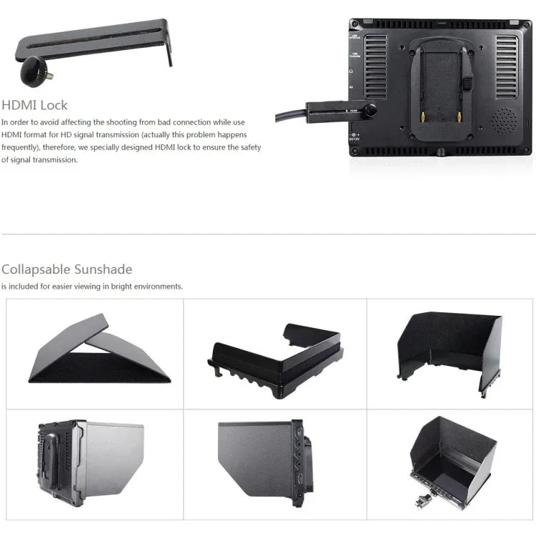 FEELWORLD FW759 1280x800 7 吋 IPS 螢幕超薄高清攝影機現場監視器，FW759