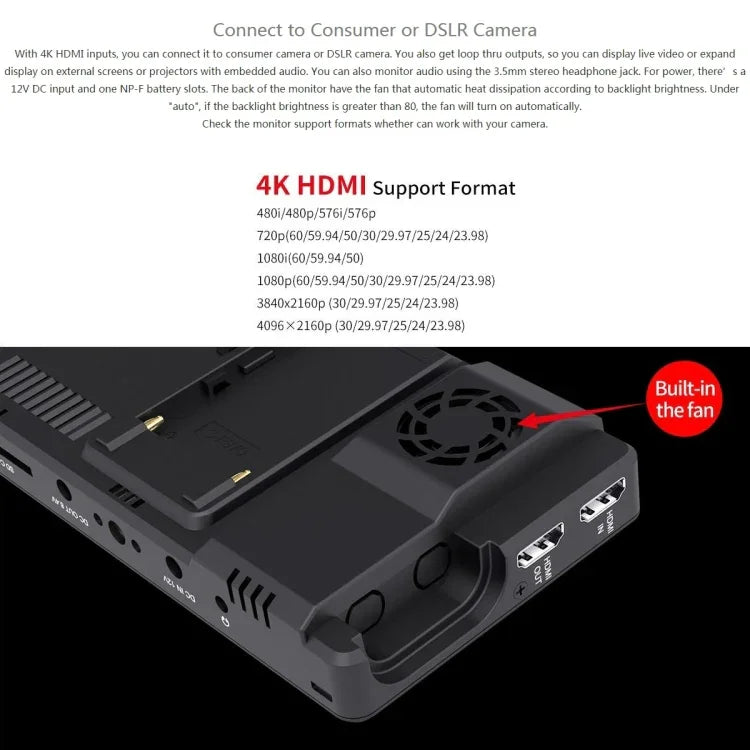 FEELWORLD LUT6 1920x1080 2600 尼特 6 吋 IPS 螢幕 HDMI 4K 觸控控制攝影機現場監視器，LUT6