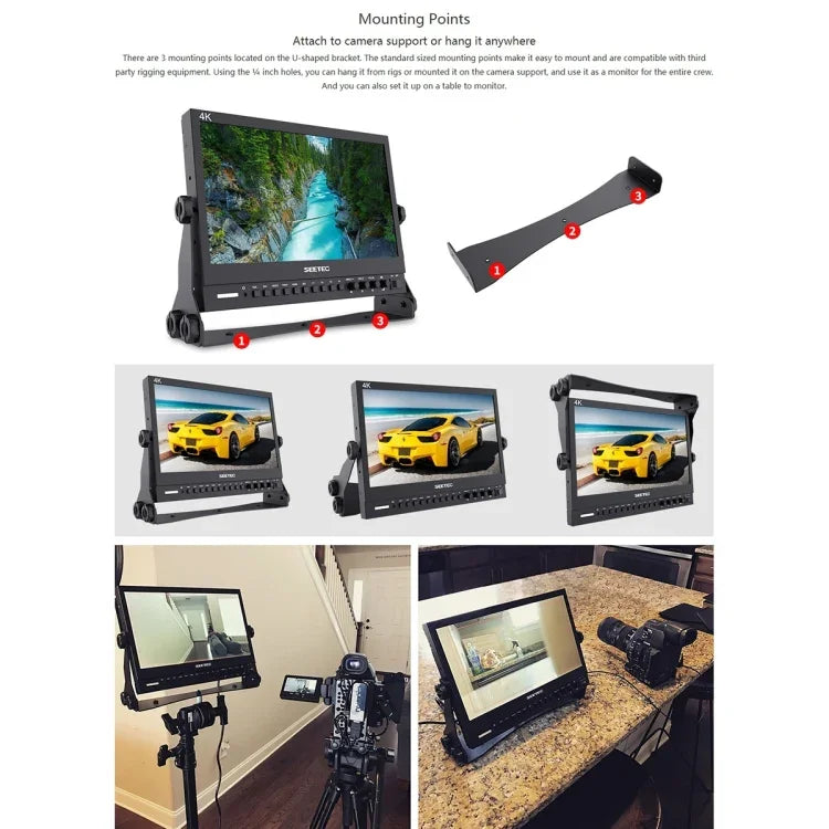 SEETEC P133-9HSD 1920x1080 13.3 吋廣播級全高清媒體電影攝影機現場監視器，P133-9HSD