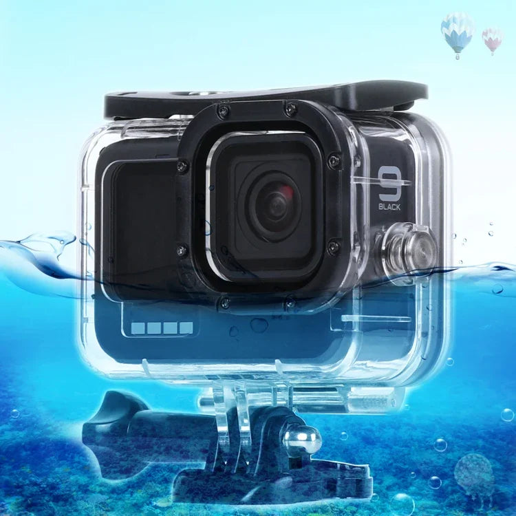 45米防水外殼保護殼，附扣環基本安裝座及螺絲，適用於 GoPro HERO10 Black / HERO9 Black，適用於 GoPro HERO9 Black