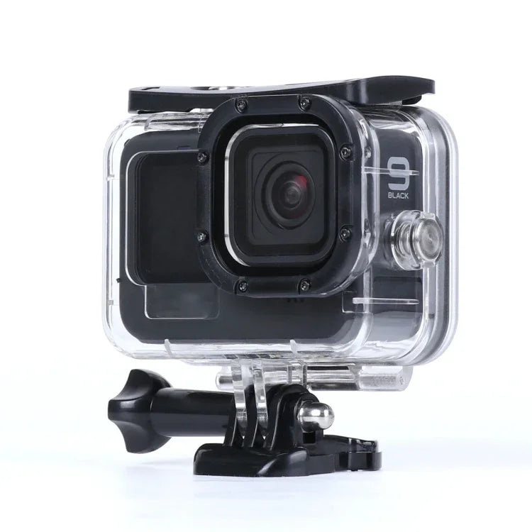 45米防水外殼保護殼，附扣環基本安裝座及螺絲，適用於 GoPro HERO10 Black / HERO9 Black，適用於 GoPro HERO9 Black